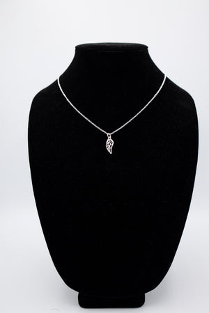 Silver Pave Angel Wing Necklace